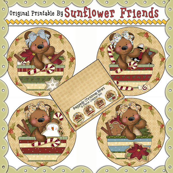 Raggedy Bears...Set di 4 sottobicchieri