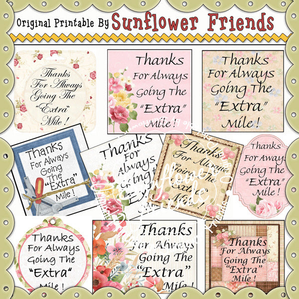 Extra Mile Gift Tags...Set of 10