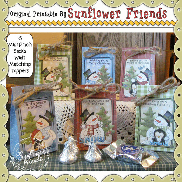 Frosty Fred Mini Pinch Sacks & Toppers...Set of 6
