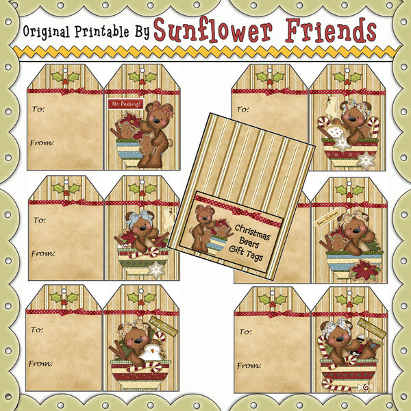 Christmas Bears...Set of 6 Gift Tags