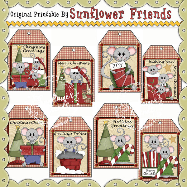 Christmas Mice...Set of 8 Gift Tags