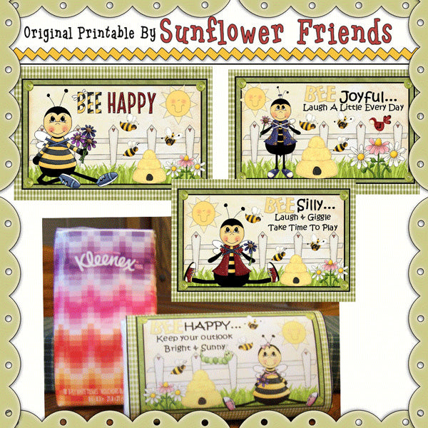 ABEJA... Envoltorios de pañuelos Kleenex... Juego de 4