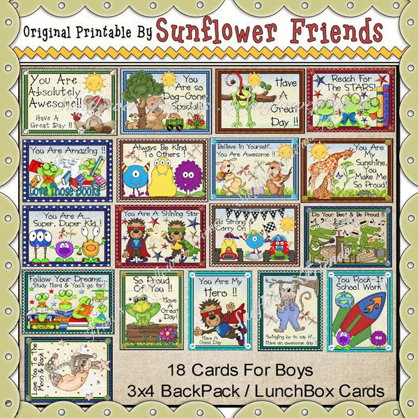 Biglietti per appunti con portapranzo e zaino per ragazzi