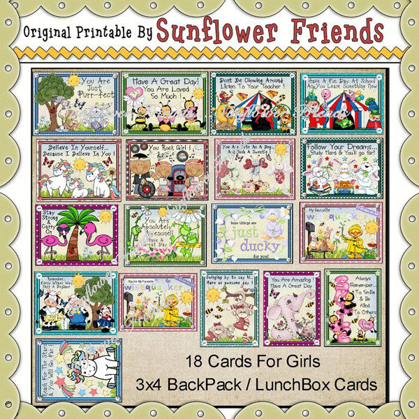 Biglietti per appunti per portapranzo e zaino per ragazze