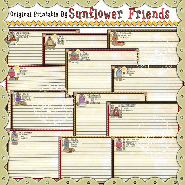 Life Is Bearable...Set of 24 Recipe Cards