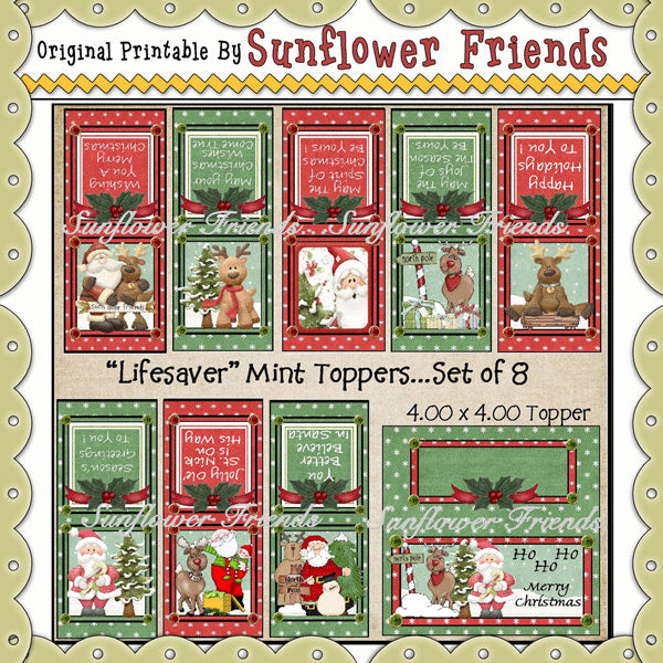 Santa & Deer Lifesaver Mint Toppers