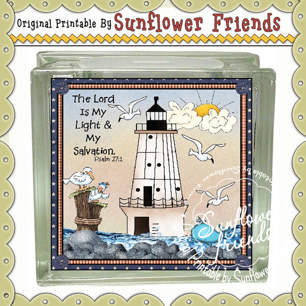 Lighthouse "My Salvation" Glass Block & Tile   *06