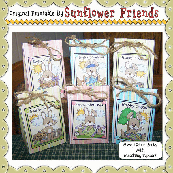 Easter Hunt Mini Pinch Sacks...Set of 6