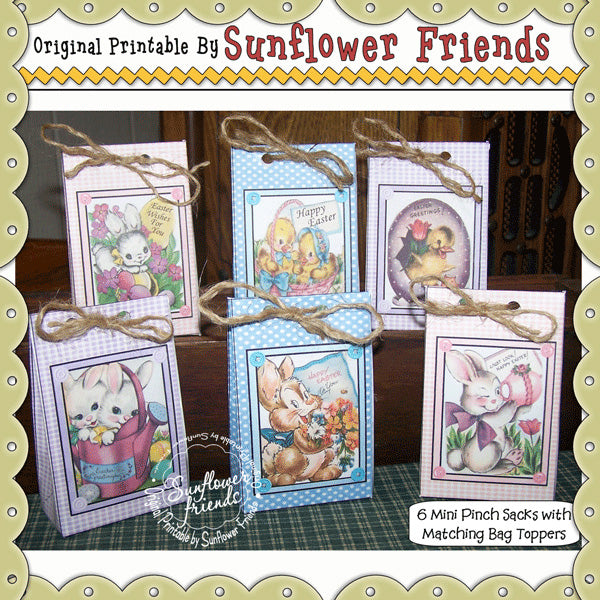 Vintage Easter Mini Pinch Sacks...Set of 6