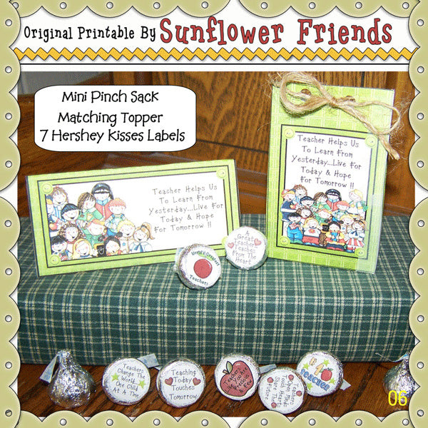 Teacher Mini Pinch Sacks with 7 Hershey Kisses