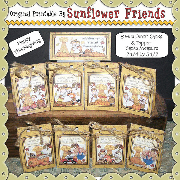 Thanksgiving...Mini Pinch Sacks...Set of 8
