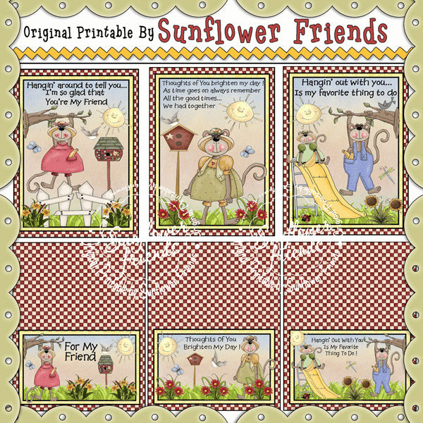 Monkey Business...Set di 3 biglietti e decorazioni per borse