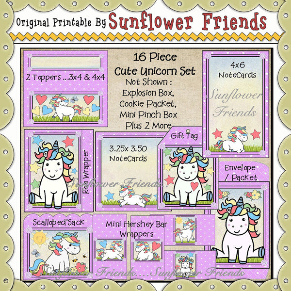 Set stampabile con unicorni carini