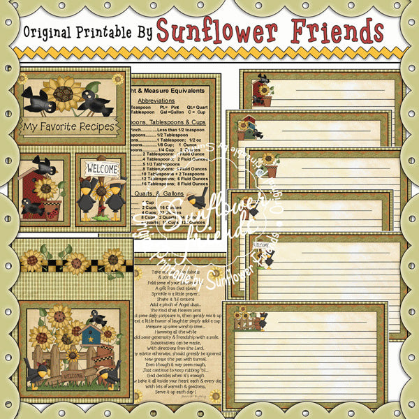 Sunflower & Crows Recipe Book & Cards Set