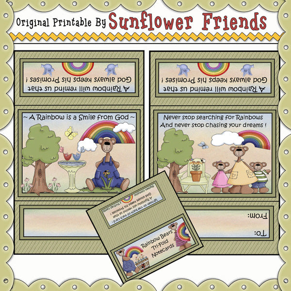 Biglietti ripiegabili con orsi arcobaleno (A)