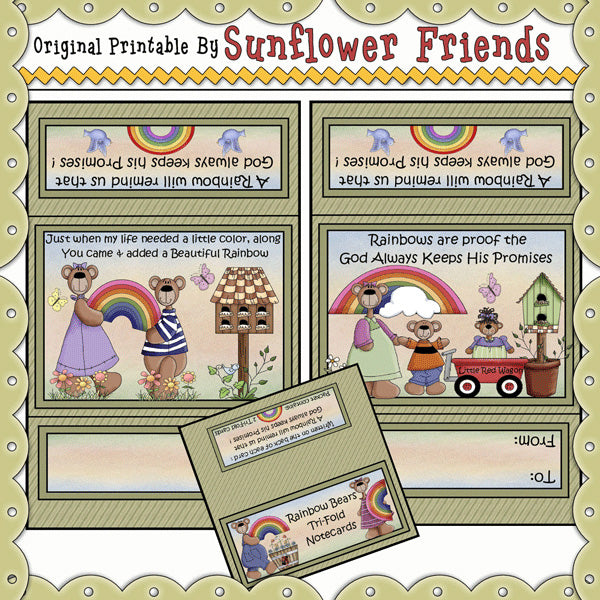 Biglietti ripiegabili con orsi arcobaleno (B)