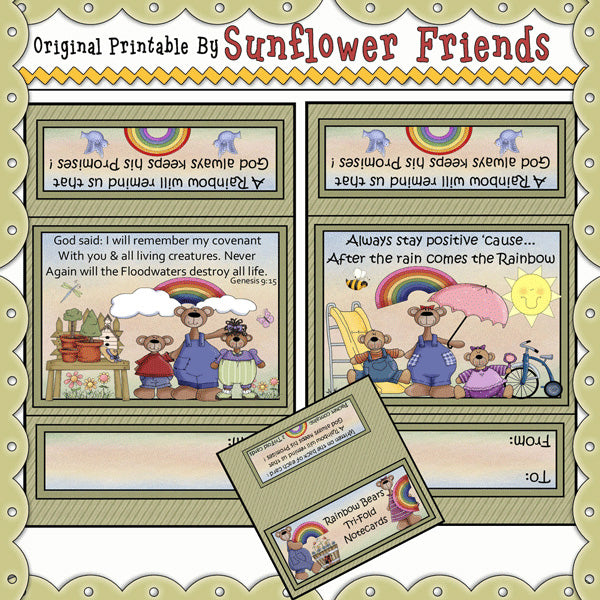 Biglietti ripiegabili con orsi arcobaleno (D)