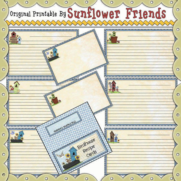 Tarjetas de recetas de pajareras... Juego de 12 (B)