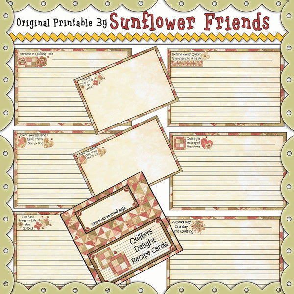 Carte con ricette Quilter's Delight... Set da 12