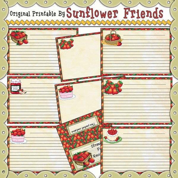 Tarjetas de recetas de parche de fresa... Juego de 12
