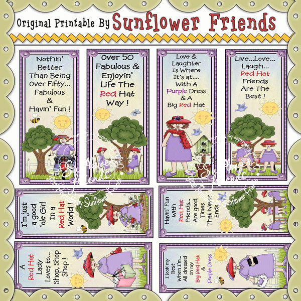 Red Hat Ladies...Set di 8 segnalibri