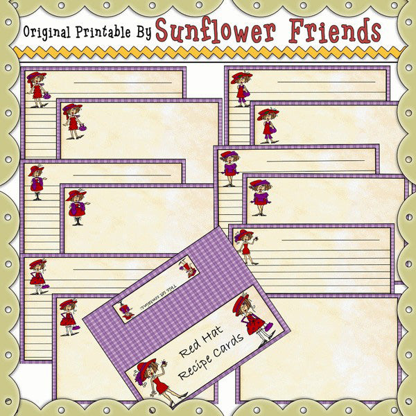 Red Hat Recipe Cards...Set of 12