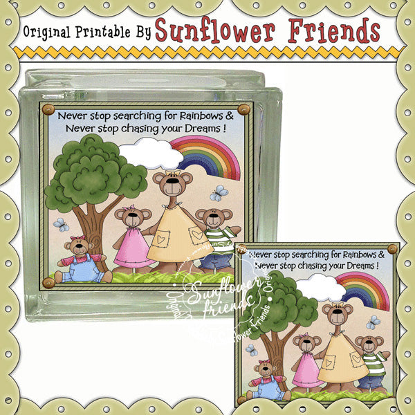 Rainbow Bears...Tile & Glass Block Set  (Set01)