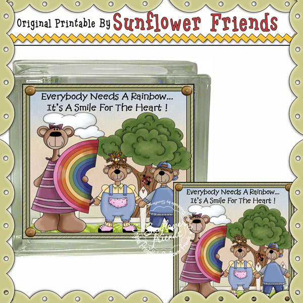 Rainbow Bears...Tile & Glass Block Set   (Set10)
