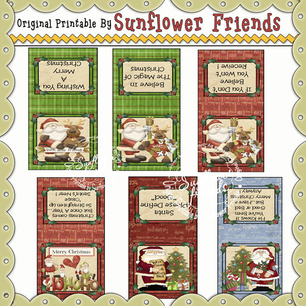 Topper per borse sottili della Lista di Babbo Natale... Set di 6