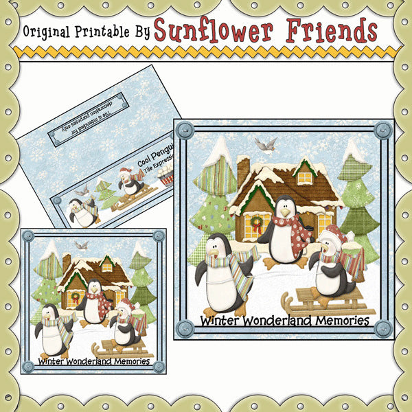 Set di blocchi di vetro e piastrelle Cool Penguins (TexpGB_20)