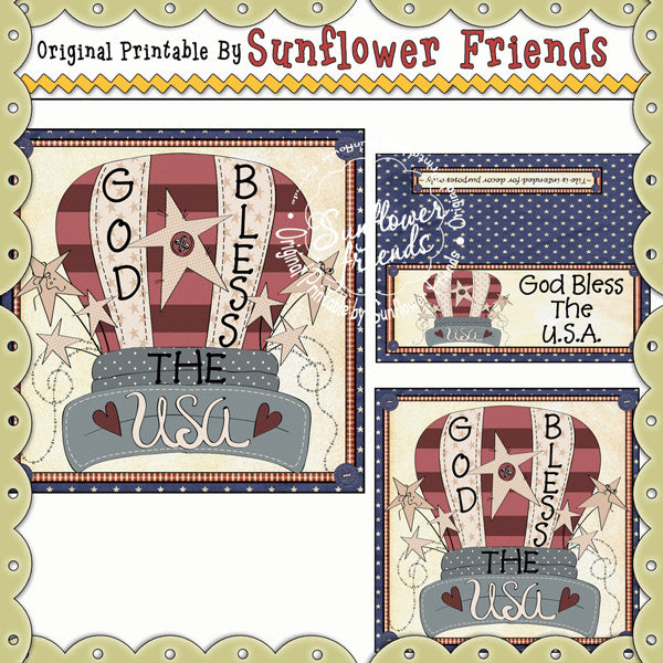 God Bless The USA...Glass Block & Tile Set  (GB55)