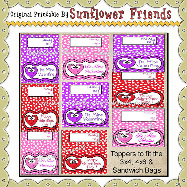Hearts Valentine Bag Toppers