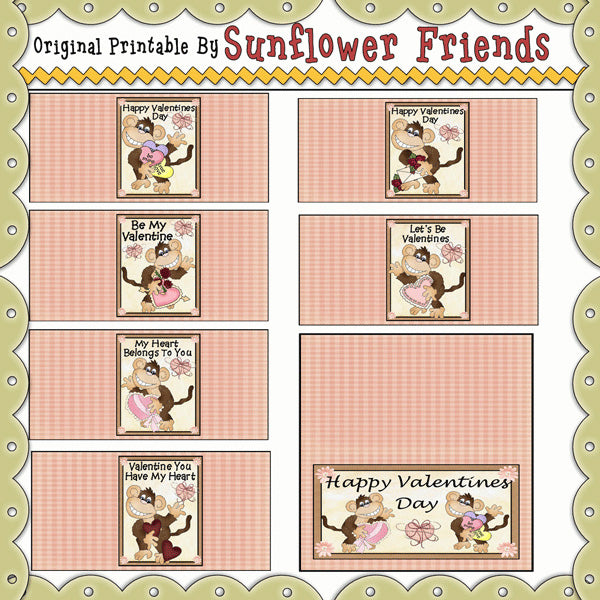 Monkey Love_ Valentine Mini Involucri per barrette di cioccolato