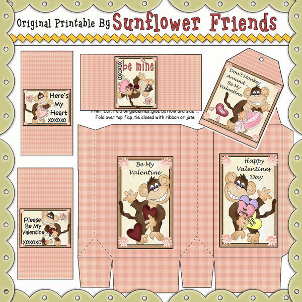 Monkey Love Valentine Pinch Sack