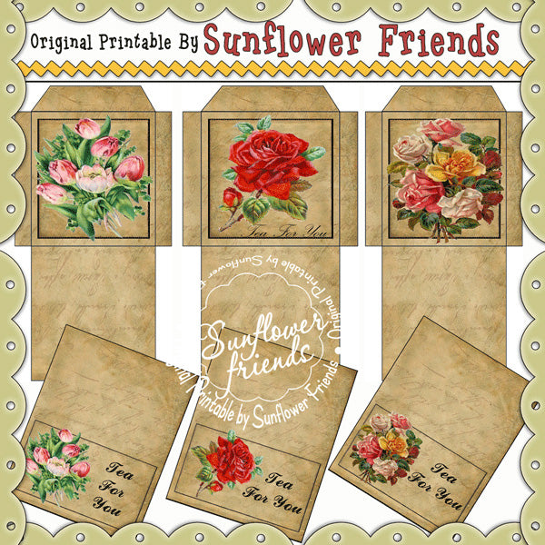 Vintage / Victorian Tea Bag Envelopes...Set_A