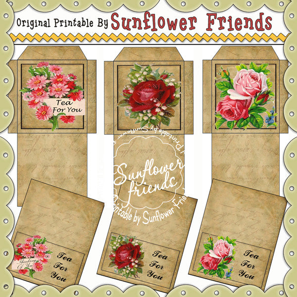 Vintage / Victorian Tea Bag Envelopes...Set_B