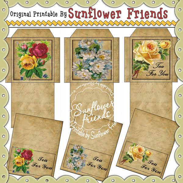 Vintage / Victorian Tea Bag Envelopes...Set_C
