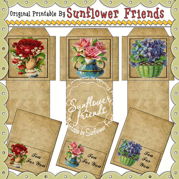 Vintage / Victorian Tea Bag Envelopes...Set_D