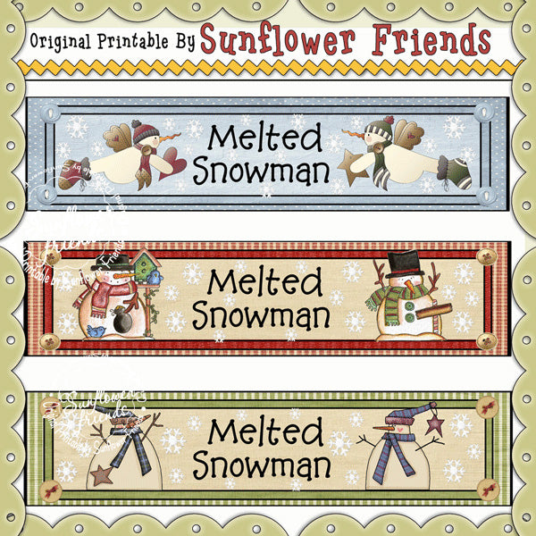 Melted Snowman Water Bottle Wrap