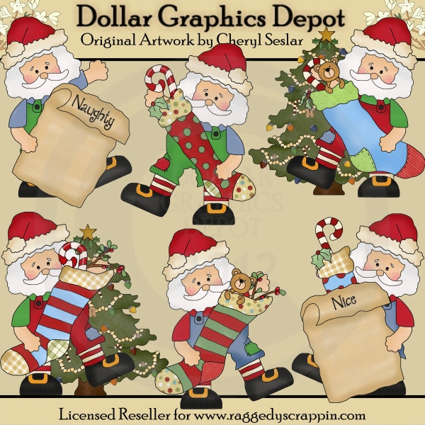 Santa está haciendo una lista - Clipart