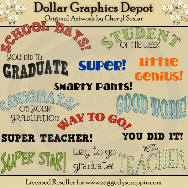 School Days Word Art - Clip Art