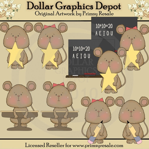 Ratones Escolares - Clipart