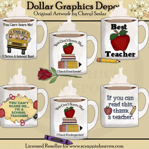 School Mugs - Clip Art