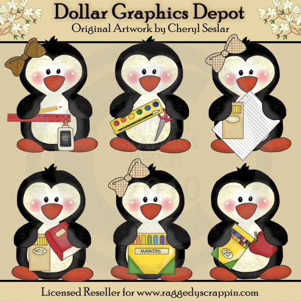 School Penguins - Clip Art - DCS Exclusive – Digital Craft Supplies