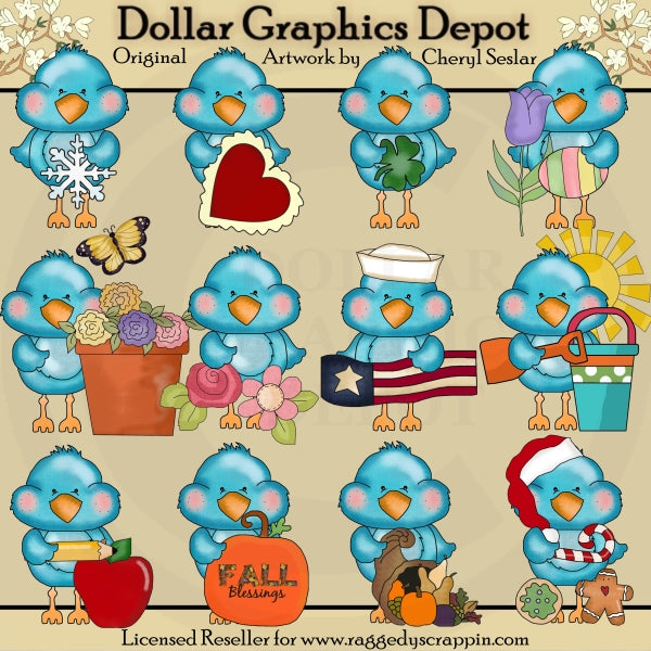 Uccelli del calendario stagionale - ClipArt