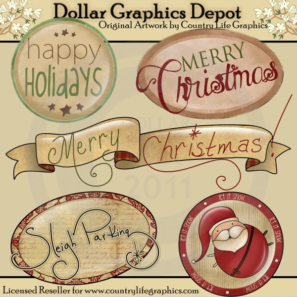 Sleigh Parking Word Art - Clip Art