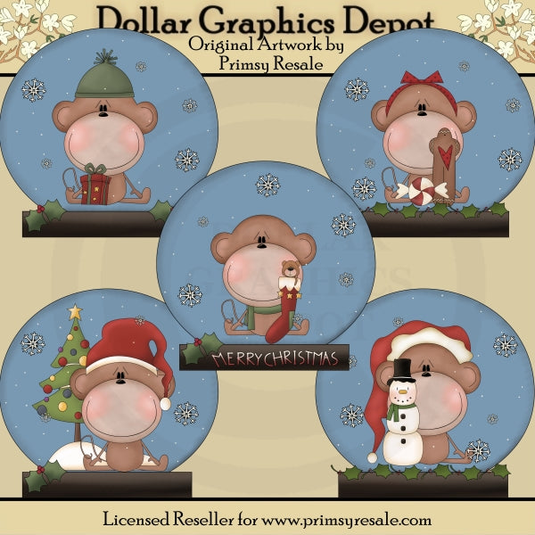 Globi di neve - Scimmie di Natale - ClipArt