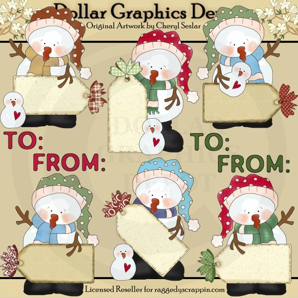 Snowman Christmas Tags - Clip Art