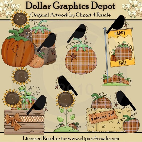 Stitched Fall Welcome - Clip Art