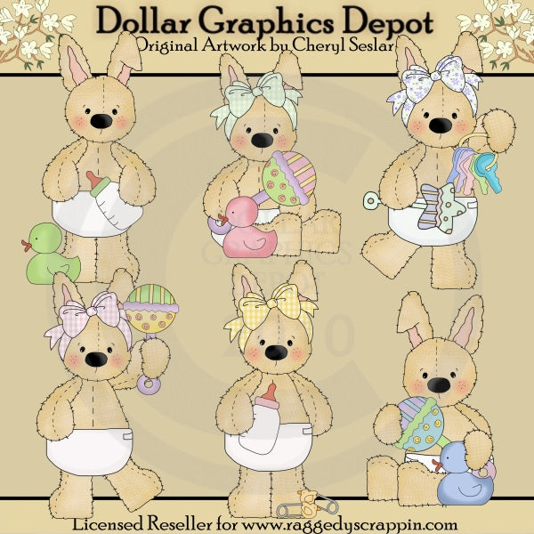 Conejitos Peluches - Bebés - Clipart